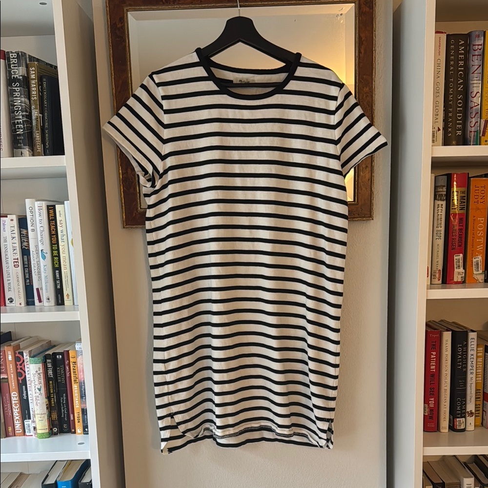 Madewell Striped Black and White T-Shirt Dress